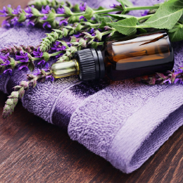 Essential oil placed in a towel
