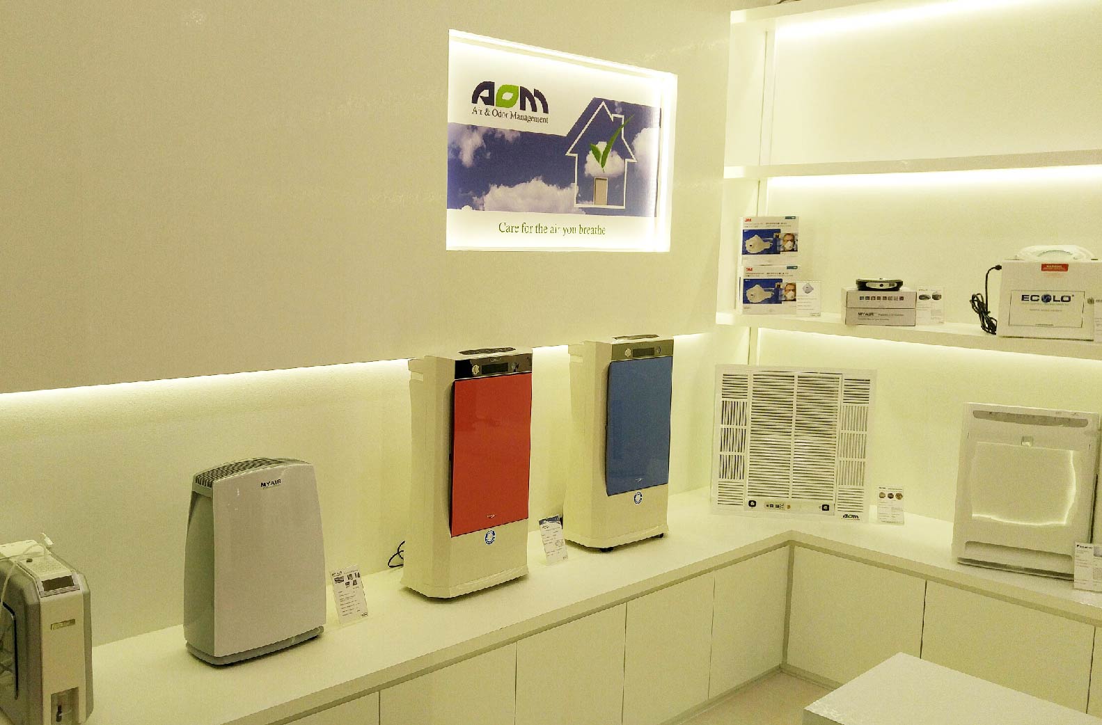 AOM Air and Odor Management Air Wellness Proshop products displayed