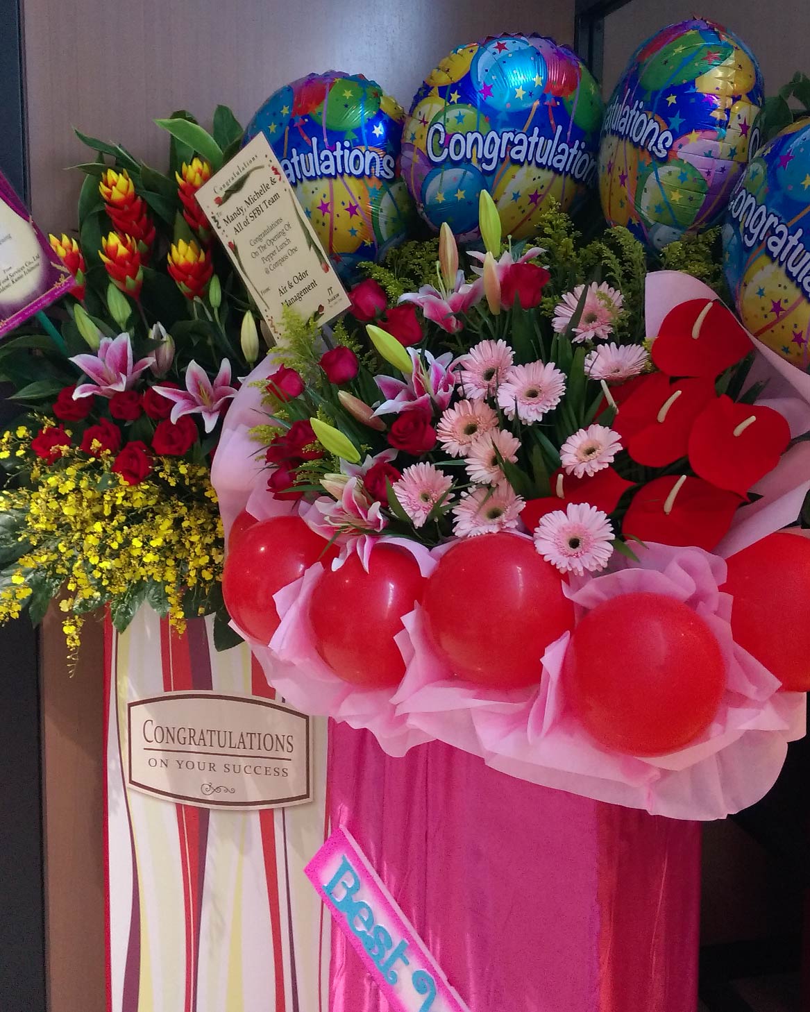 Flowers given to Pepper Lunch during their new opening outlet